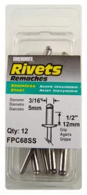 12-Pack Long Stainless-Steel Rivets