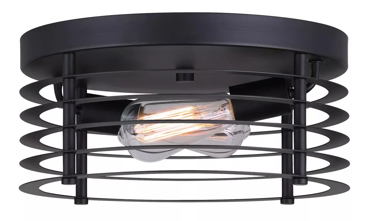 Ceiling Light - Canarm ALDER Matte Black Flush Mount, IFM779B13BK