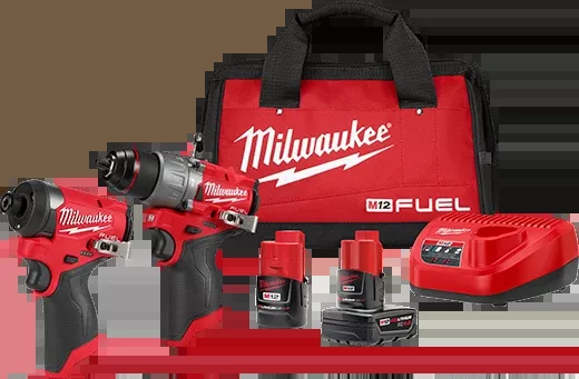 Combo Kit - Milwaukee M12 Fuel 2-Tool Combo Kit Includes 1/4" Hex Impact Driver, 1/2" Drill/Driver, Battery Packs & Charger, 3497-22