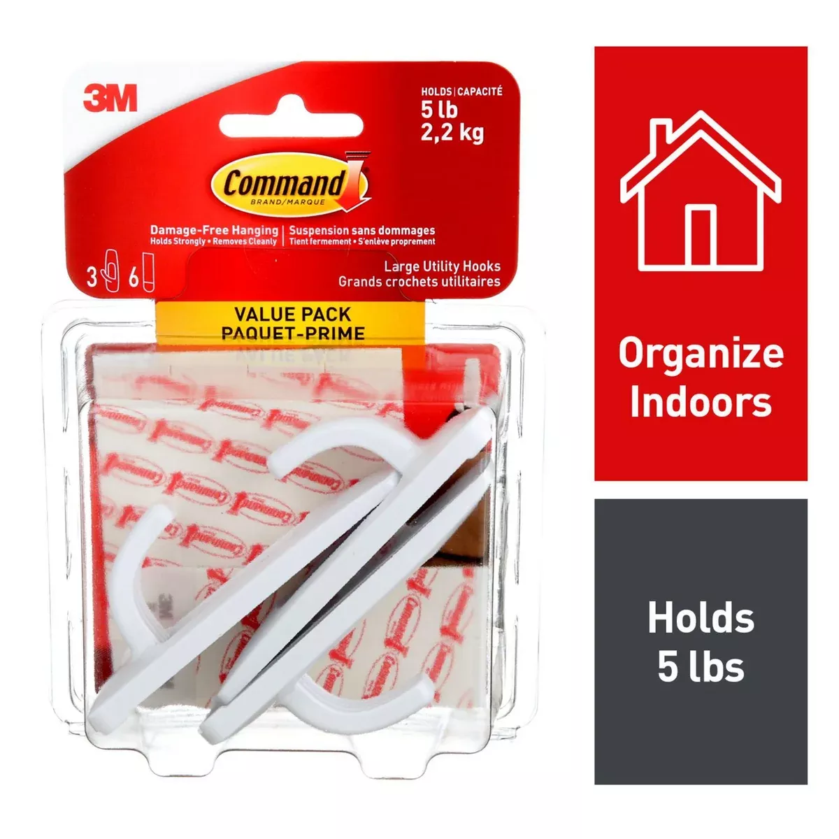 Hanging Hooks - 3M Command™ Utility Hooks, Large, White, 5lb, Value Pack 17003C-VP