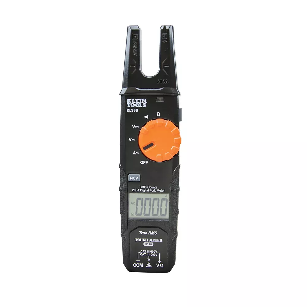 Klein Tools CL360 Open Jaw Fork Meter, AC Auto-Ranging 200 Amp