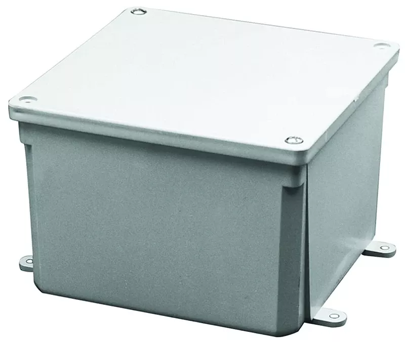 PVC Molded Junction Box, 6 x 6 x 4 In.