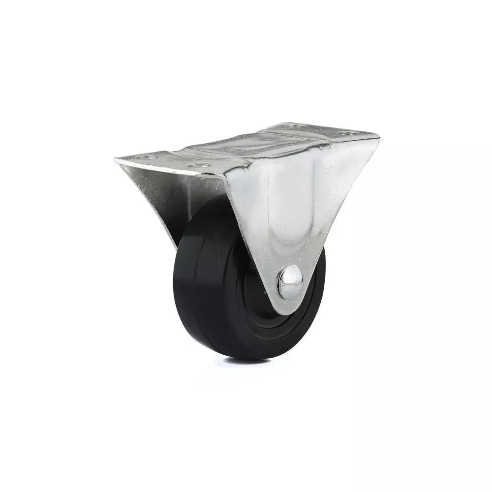 Rubber Wheel, Rigid Plate Caster, 3 In.