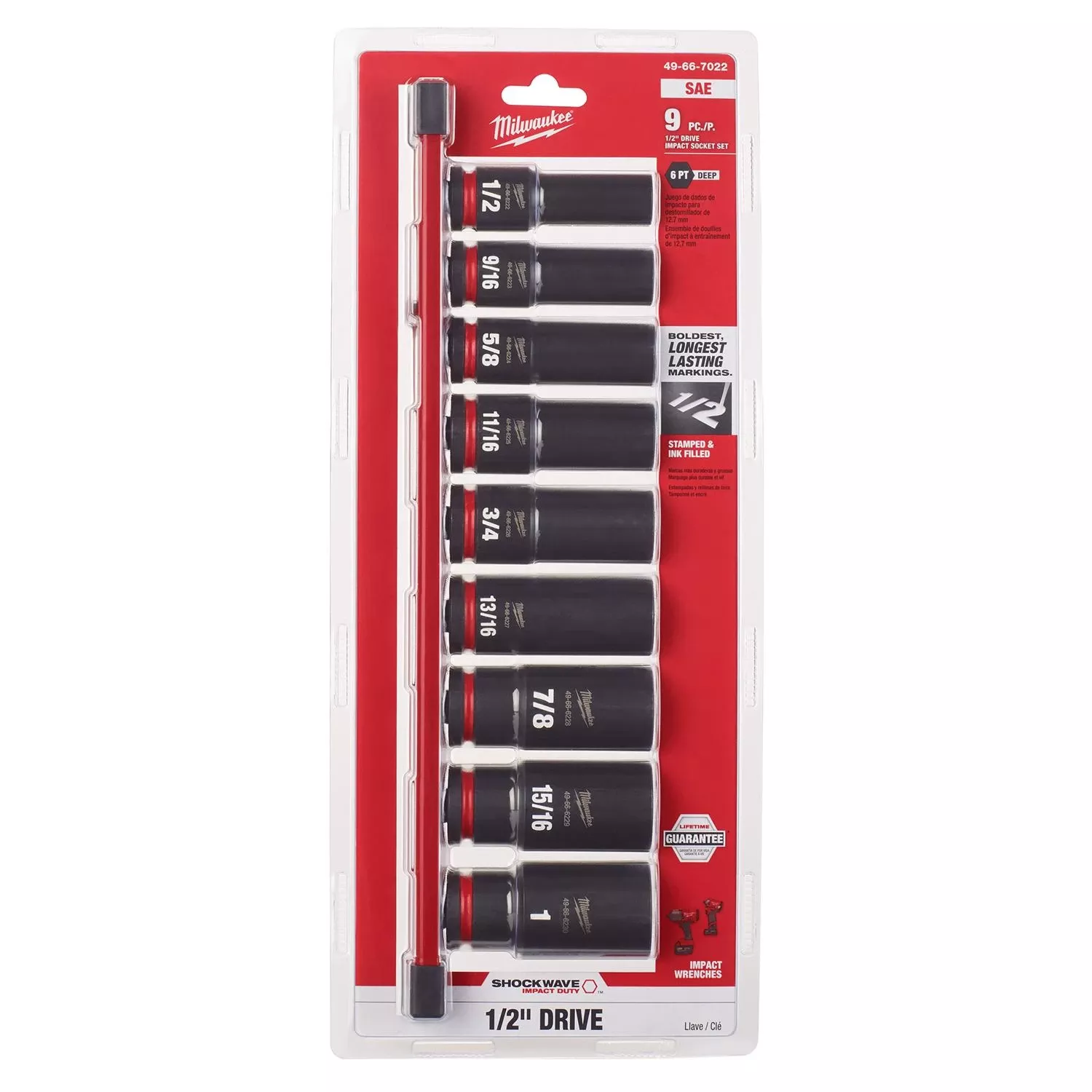 Shockwave 1/2 In. Drive 9-piece Deep Impact Socket Set