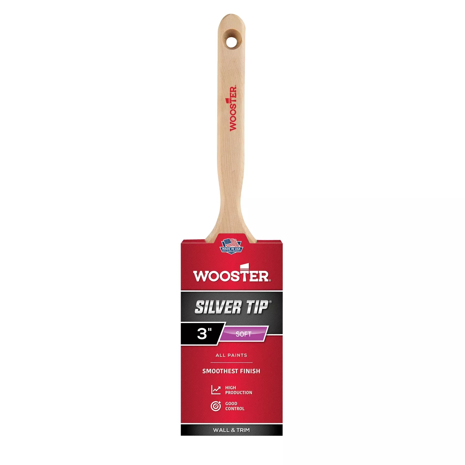 Silver Tip Sash Paint Paint Brush, Flat, 3-In.