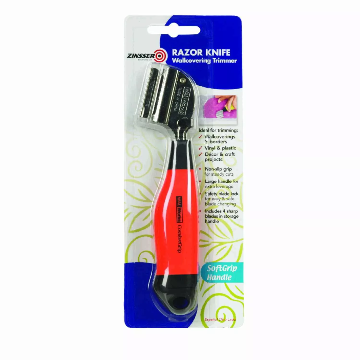 Soft Grip Razor Knife With 5 Blades