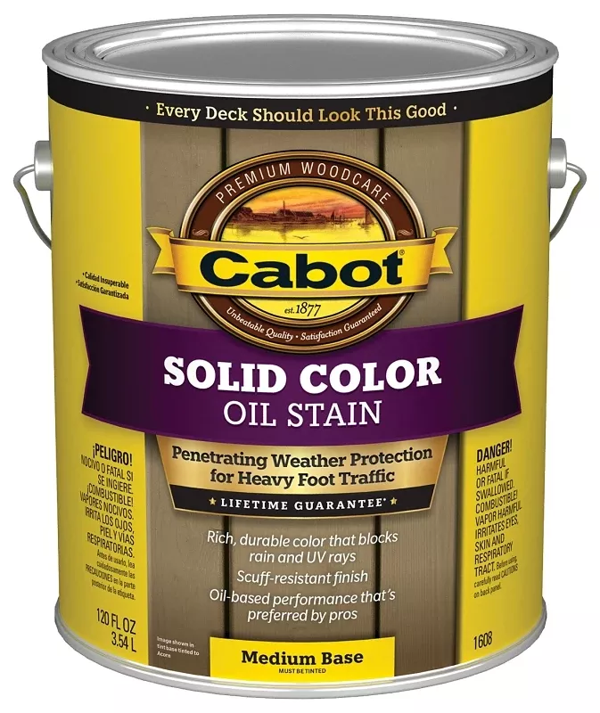 Solid Color Decking Oil Stain, Medium Base, Gallon