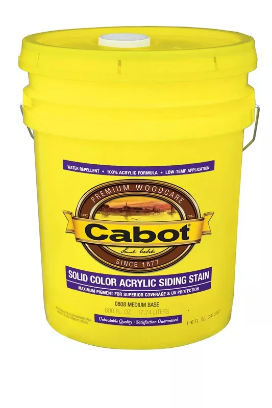 Solid Color Latex Siding Stain, Medium Base, 5-gallons