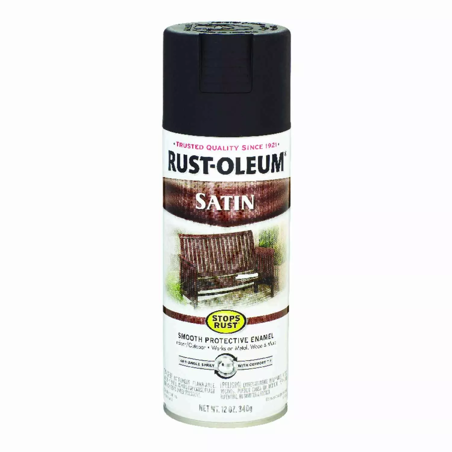 Spray Enamel, Black Satin, 12-oz.