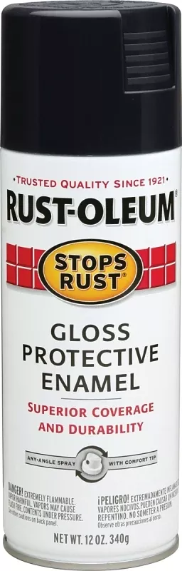 Stops Rust Spray Enamel, Black Gloss, 12 oz.