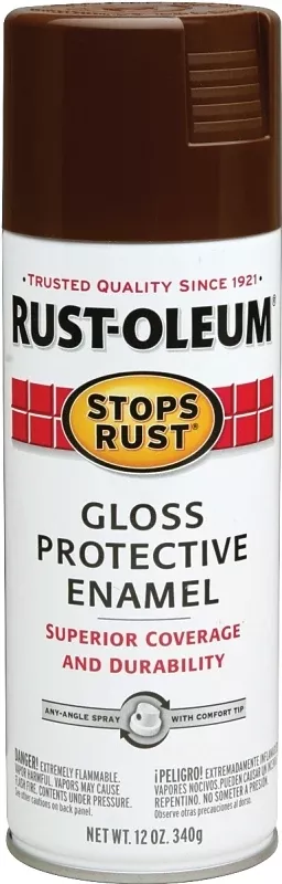 Stops Rust Spray Enamel, Leather Brown Gloss, 12-oz.