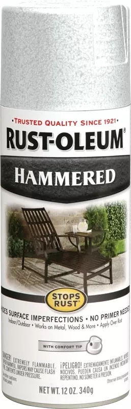 Stops Rust Spray Paint, White Hammered, 12-oz.