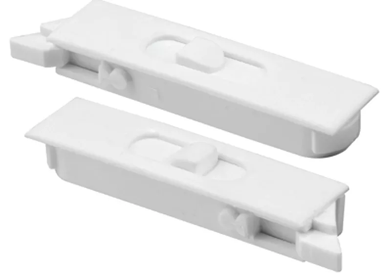 Tilt Latch Pair, White Plastic Construction, Spring-Loaded, Snap-In