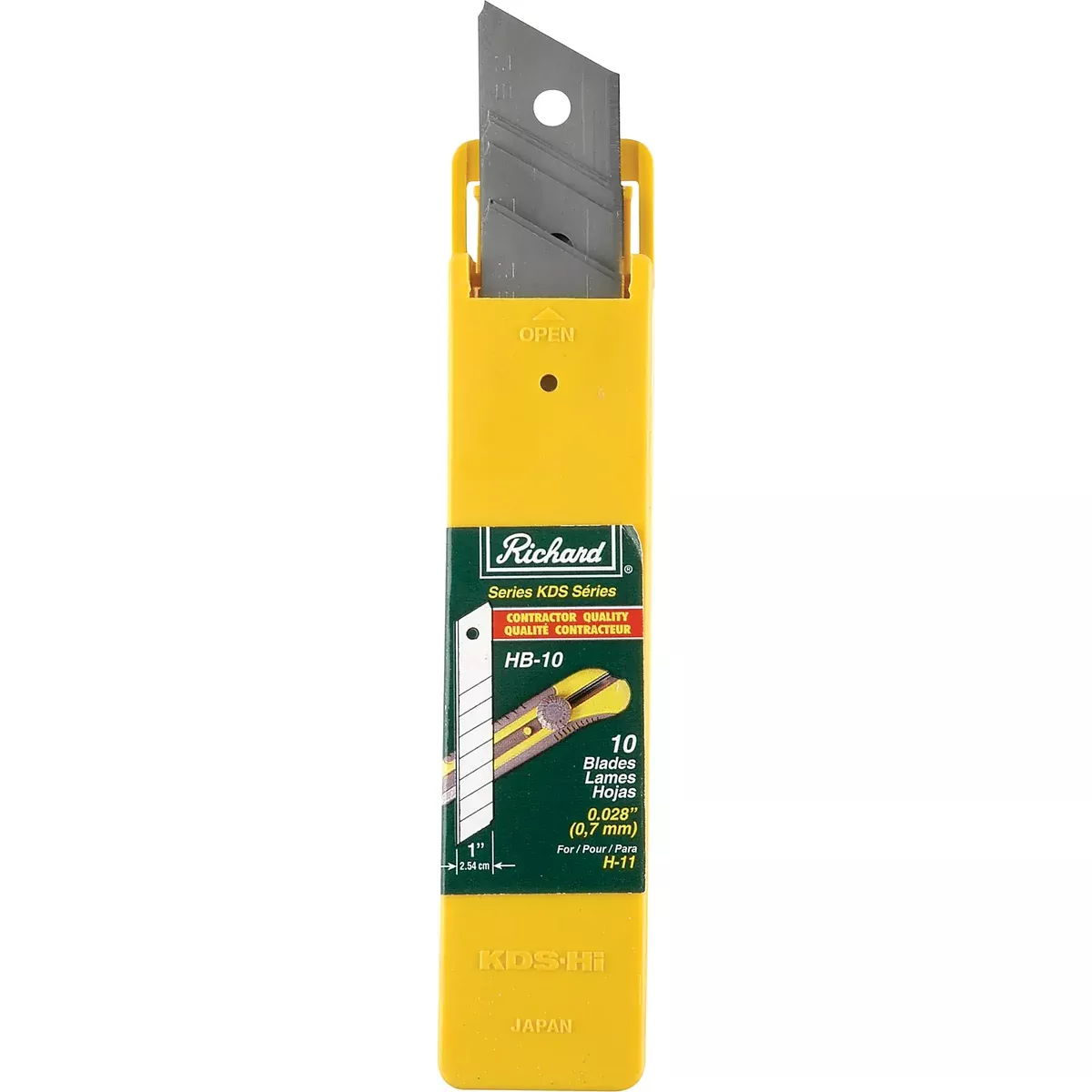 Utility Replacement Blades - Richard Replacement Blade, Snap-Off Dual Bevel Blade, 0.03 in THK HB-10