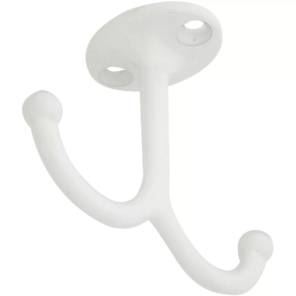Wall Hook for Clothes, Under-Shelf, Double Prong, White, 2-Pk.