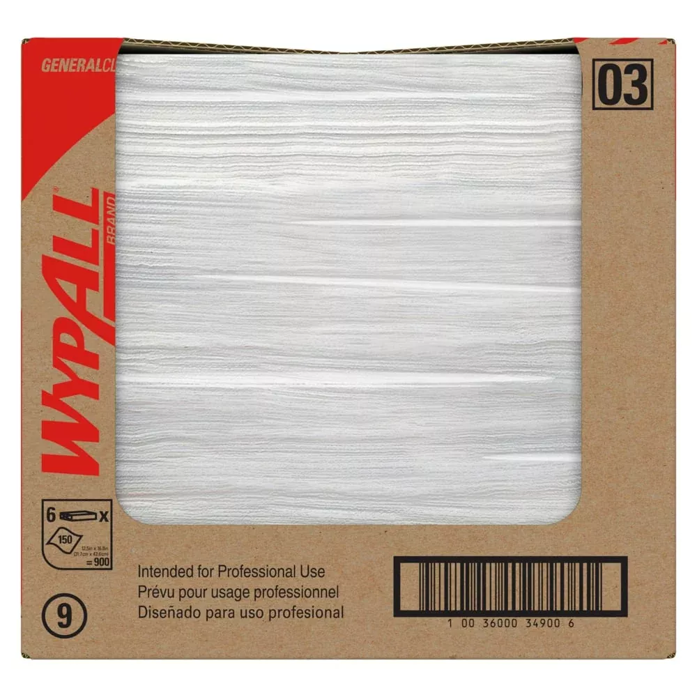 Wipers - WypAll GeneralClean™ X60 Multi-Task Cleaning Cloths, Flat Sheet (Case of 6 Packs), 34900