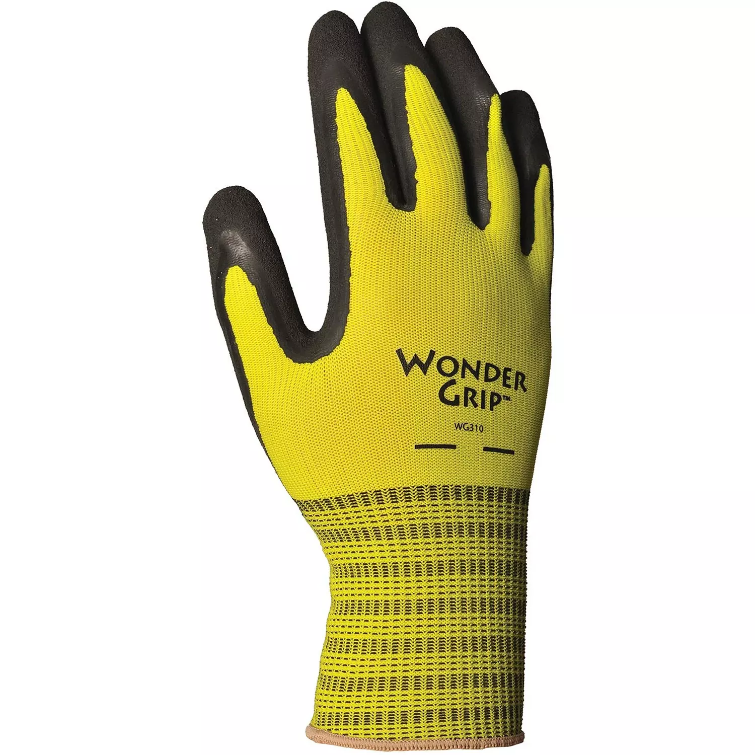 Work Gloves, Double-Coated Latex Palm, Yellow Nylon, Large