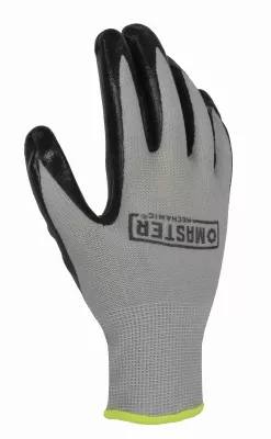 Work Gloves, Nitrile-Coated,Polyester Shell, Black/Gray, Men's Medium